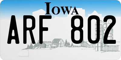 IA license plate ARF802