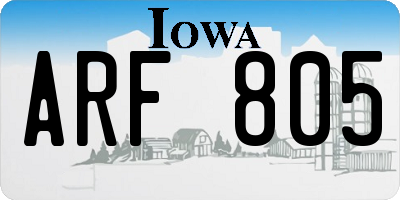 IA license plate ARF805
