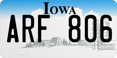 IA license plate ARF806