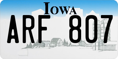 IA license plate ARF807