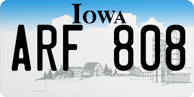 IA license plate ARF808