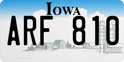 IA license plate ARF810