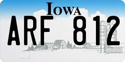 IA license plate ARF812