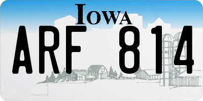 IA license plate ARF814