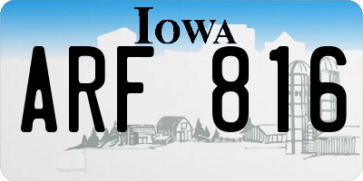 IA license plate ARF816