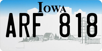 IA license plate ARF818