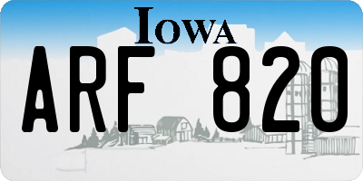 IA license plate ARF820