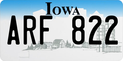 IA license plate ARF822