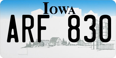 IA license plate ARF830