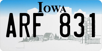 IA license plate ARF831