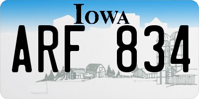 IA license plate ARF834