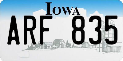 IA license plate ARF835