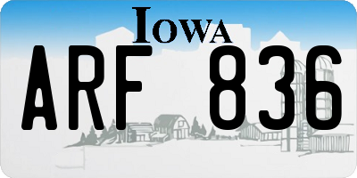 IA license plate ARF836