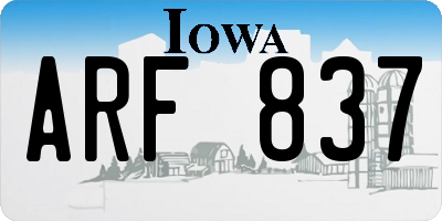 IA license plate ARF837