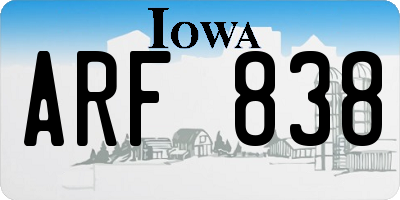 IA license plate ARF838