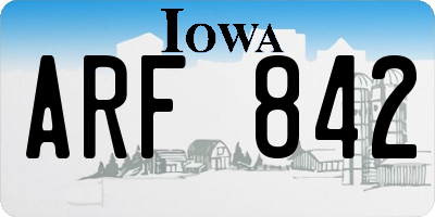 IA license plate ARF842
