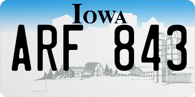 IA license plate ARF843