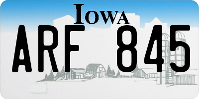 IA license plate ARF845