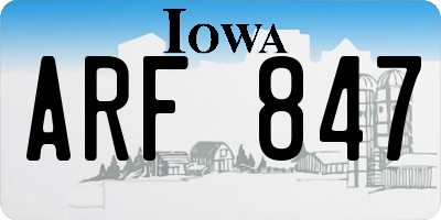 IA license plate ARF847