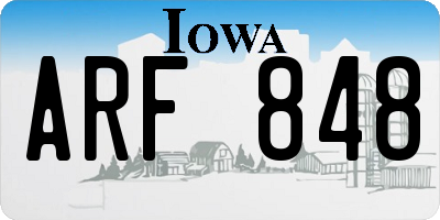 IA license plate ARF848