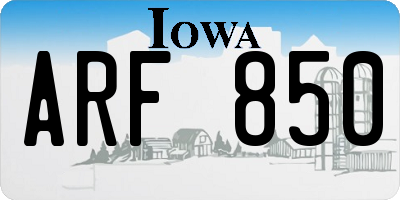 IA license plate ARF850