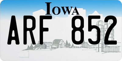 IA license plate ARF852