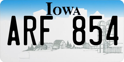 IA license plate ARF854