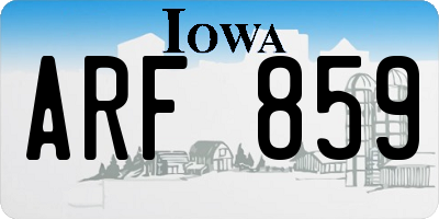 IA license plate ARF859