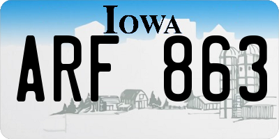 IA license plate ARF863