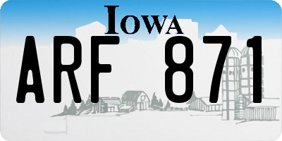 IA license plate ARF871