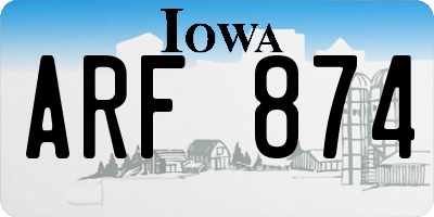 IA license plate ARF874