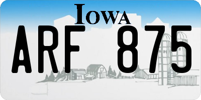 IA license plate ARF875
