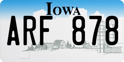 IA license plate ARF878