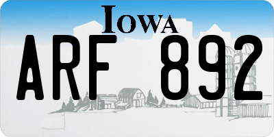 IA license plate ARF892