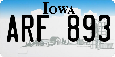 IA license plate ARF893