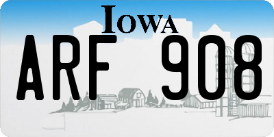 IA license plate ARF908