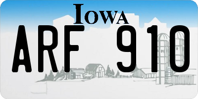 IA license plate ARF910