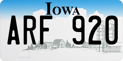 IA license plate ARF920