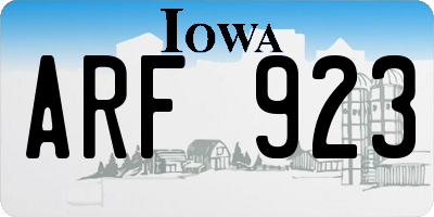 IA license plate ARF923