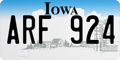 IA license plate ARF924
