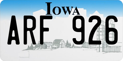 IA license plate ARF926