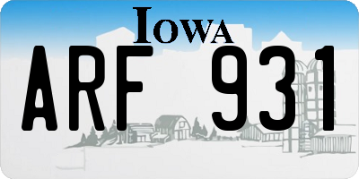 IA license plate ARF931