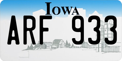 IA license plate ARF933
