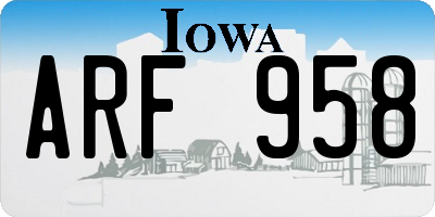 IA license plate ARF958