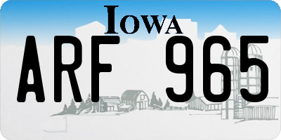 IA license plate ARF965
