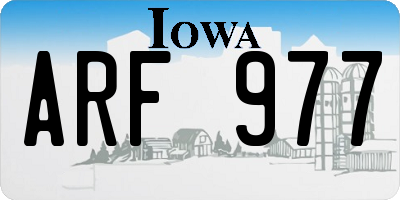IA license plate ARF977