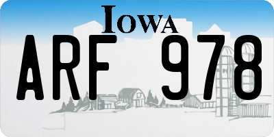 IA license plate ARF978