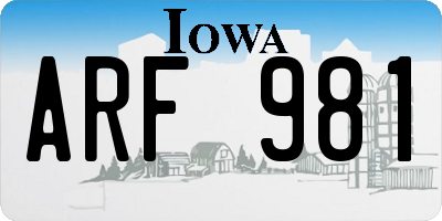 IA license plate ARF981