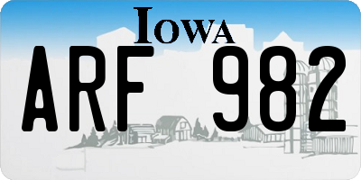 IA license plate ARF982