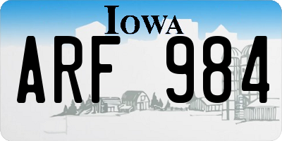 IA license plate ARF984